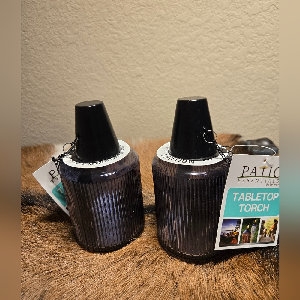 New Set Of 2 Tabletop Torches (Blueish Grey Glass)